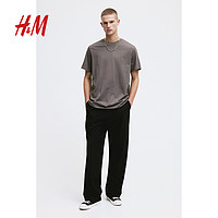 H&M HM男装标准版型T恤2024夏季新款简约圆领短袖舒适打底衫0685816