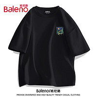 Baleno 班尼路 短袖t恤男220G重磅夏季潮流大码透气圆领上衣青少年宽松纯棉短t