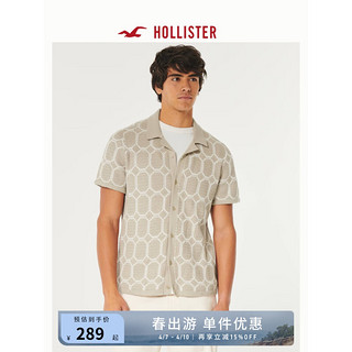 HOLLISTER24春夏美式修身短袖柔软针织衬衫 男 358291-1 棕褐色图案 XL (180/116A)