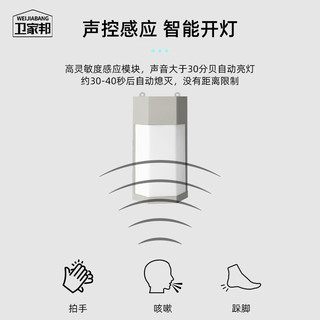 卫家邦（WEIJIABANG）LED壁灯智能声光控感应楼梯玄关防潮自动感应灯 灰色款12W白光