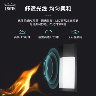 卫家邦（WEIJIABANG）LED壁灯智能声光控感应楼梯玄关防潮自动感应灯 灰色款12W白光