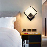 卡梦尔现代简约卧室房间床头灯鹿角北欧客厅方圆形背景墙创意过道灯 方形 黑框  暖白光