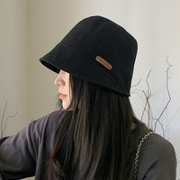 美伦玫帽子女韩国遮阳百搭春夏季渔夫帽盆帽水桶帽 黑色 M(56-58cm)