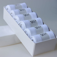 足够乐下六双礼盒装商务休闲袜子男中筒袜纯棉春夏季防臭透气白色男士袜子 白色 【短筒】纯棉男袜