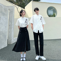 圣洛锋毕业照班服高中生古风长裙套装学院风初中生诗歌朗诵合唱夏演出服 女款【竹子短袖上衣+珍珠裙】 L