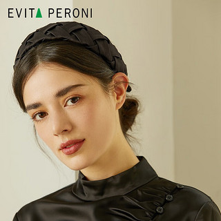 依慧达（Evita Peroni ）缎面手工织发箍女宽边立体压发高颅顶百搭头箍发卡 黑色