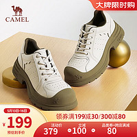 CAMEL 骆驼 小白鞋女百搭运动厚底舒适增高时尚休闲鞋 L23A076024米/绿 34