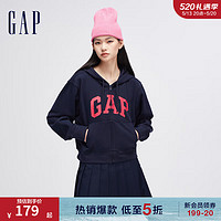 Gap女装春季2024LOGO连帽法式圈织软卫衣402167外套 海军蓝 170/88A(L)亚洲尺码