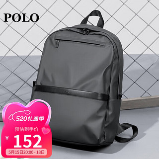 POLO 男士双肩包背包男电脑包14/15.6英寸大书包出差旅行笔记本 灰色（可装15.6英寸电脑）