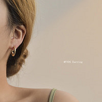 Trendolla S925银针金属感小耳圈冷淡风潮韩国气质网红简约耳环耳饰 金属耳圈