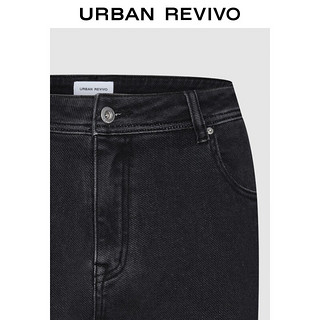 URBAN REVIVO 男士休闲百搭纯色直筒牛仔长裤 UML840065 正黑 29
