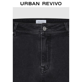 URBAN REVIVO 男士休闲百搭纯色直筒牛仔长裤 UML840065 正黑 29
