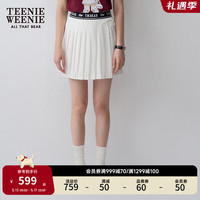 Teenie Weenie小熊女装2024夏装高腰松紧百褶短裙学院风半身裙 白色 155/XS