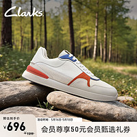 Clarks 其乐 轻跑系列男鞋春季复古潮流休闲鞋时尚舒适运动鞋 白色/橘红色