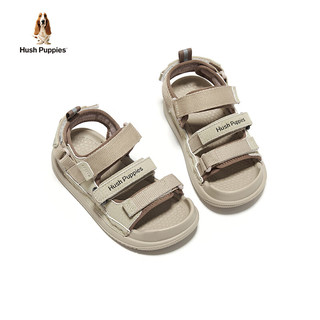 暇步士（Hush Puppies）童鞋儿童凉鞋男童凉鞋夏新款卡其色软底大童休闲运动沙滩鞋