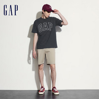Gap 盖璞 男士撞色logo圆领短袖T恤 544465 黑灰色