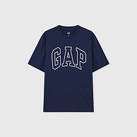 Gap 盖璞 男士撞色logo圆领短袖T恤 544465 藏青色 L