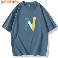 MERRTO 迈途 速干印花T恤 凉感短袖潮流休闲时尚百搭M MT-073-蓝色 L-（105-125斤）