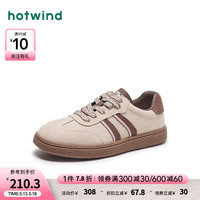 热风 hotwind2024年春季女士时尚圆头系带休闲鞋防滑舒适潮酷 83米棕 35 正码
