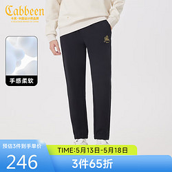 Cabbeen 卡宾 男装金线古树刺绣运动裤24早春珠地透气卫裤潮 煤黑色 L