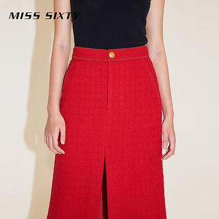 MISS SIXTY2024春季新年系列半裙女前开衩红色龙年新中式 大红 XS