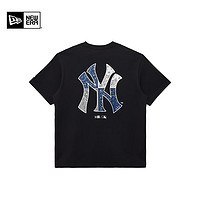 NEW ERA 纽亦华 2024新款MLB腰果花运动短袖T恤透气情侣NY印花 -黑色-NY M