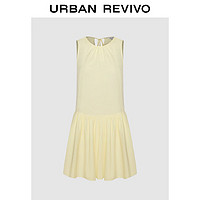 URBAN REVIVO 夏季女装都市休闲气质系带百褶连衣裙 UWU740089 象牙白 S