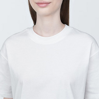 MUJI 無印良品 无印良品（MUJI）女式 天竺编织圆领短袖T恤上衣打底衫女款内搭多巴胺 白色BB2P6C4S L (165/88A)