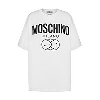 MOSCHINO 春夏圆领短袖T恤白色女装double smiley笑脸印花XL