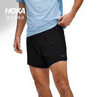 HOKA ONE ONE 男款夏季5英寸二合一短裤GLIDE 5 SHORT 2IN 1透气 黑色 S