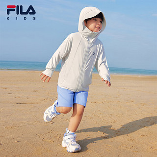 FILA【抗紫外线UPF50+】斐乐童装2024夏小童连帽外套男女童防晒服 冷石白-WT 150