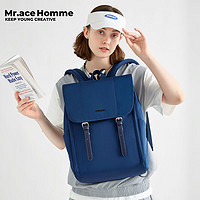 Mr.ace Homme 双肩包女大学生书包通勤简约旅行15.6英寸电脑背包男 黛蓝色