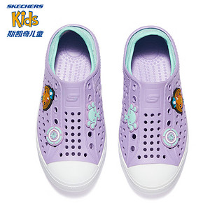 Skechers斯凯奇童鞋夏季女童疏水沙滩鞋透气洞洞鞋319510L 粉红色/紫色/PKPR 28.5码