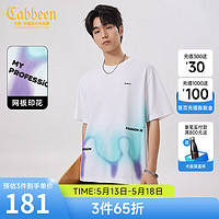 卡宾（CABBEEN）【晕染/印花】凉感短袖T恤男2024夏宽松时尚上衣女潮 漂白色02 48