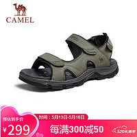 骆驼（CAMEL）厚底缓震休闲透气牛皮男士凉鞋 G14M307638