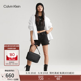 Calvin Klein【520】女包时尚通勤字母印花ck翻盖单肩斜挎信封包40W0766