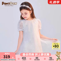 PawinPaw卡通小熊童装24年夏新款女童网纱绣花连衣裙