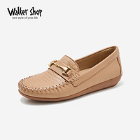 Walker Shop 奥卡索 夏季女鞋时尚休闲豆豆鞋女士浅口单鞋乐福鞋女C141122 杏色 37