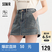 Semir 森马 牛仔半身裙女凉感短裙酷飒风性感2024夏辣妹裙裤街头109324120004