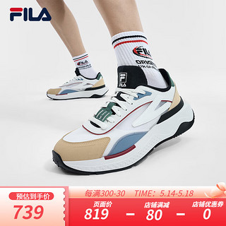 FILA 斐乐男鞋PIONIERE摩登运动鞋2024夏季休闲鞋跑步鞋 明亮白/米黄色-BB 40