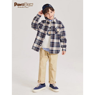 PawinPaw卡通小熊童装2024年春季男童长袖格纹衬衫外套 Blue蓝色/50 150