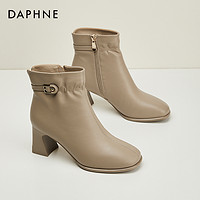DAPHNE 达芙妮 休闲时装马丁靴女鞋2024冬季新款时尚加绒加厚高跟女士靴子