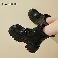 DAPHNE 达芙妮 内增高复古粗跟马丁靴女冬季新款加绒加厚保暖棉鞋