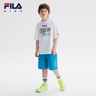 FILA【舒爽棉】斐乐童装儿童上衣2024夏季中大童T恤男童短袖 标准白-WT 165cm