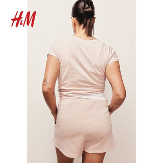 H&M女装短卫裤2024夏季休闲舒适简约柔软抽绳运动短裤1152096 深灰色 160/72