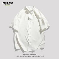 Foss Phil 短袖衬衫男春夏季休闲百搭短袖衬衣宽松半袖外套男CY45白色L