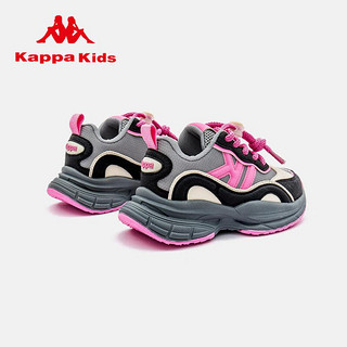 KAPPA KIDS鞋运动鞋女童轻便老爹鞋=KAZB2340016 黑银 32