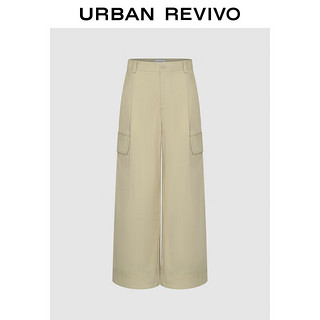 URBAN REVIVO 女装轻户外低饱和度口袋宽松宽腿裤UWU640043 卡其 M