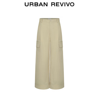 URBAN REVIVO 女装轻户外低饱和度口袋宽松宽腿裤UWU640043 卡其 M