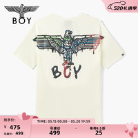 BOY LONDON24夏男女同款涂鸦风高街潮牌米白色针织短袖T恤N01911 白色